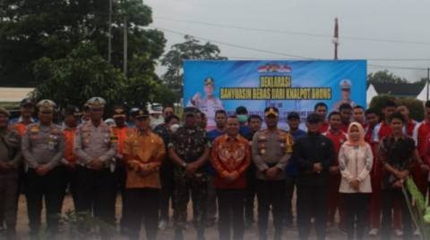 Menuju Pemilu Damai 2024, Polres Banyuasin Gelar Apel Deklarasi Banyuasin Zero Knalpot Brong