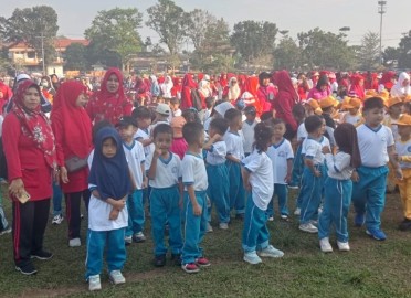Peringati HAN ke 40, Ratusan Anak TK Baitul A’la dan Guru Senam Bersama di TOS Lubuklinggau